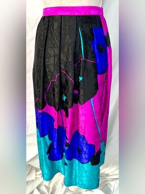 Vintage UMI Collections by Anne Crimmins Abstract Floral Silk Midi Skirt, Size S